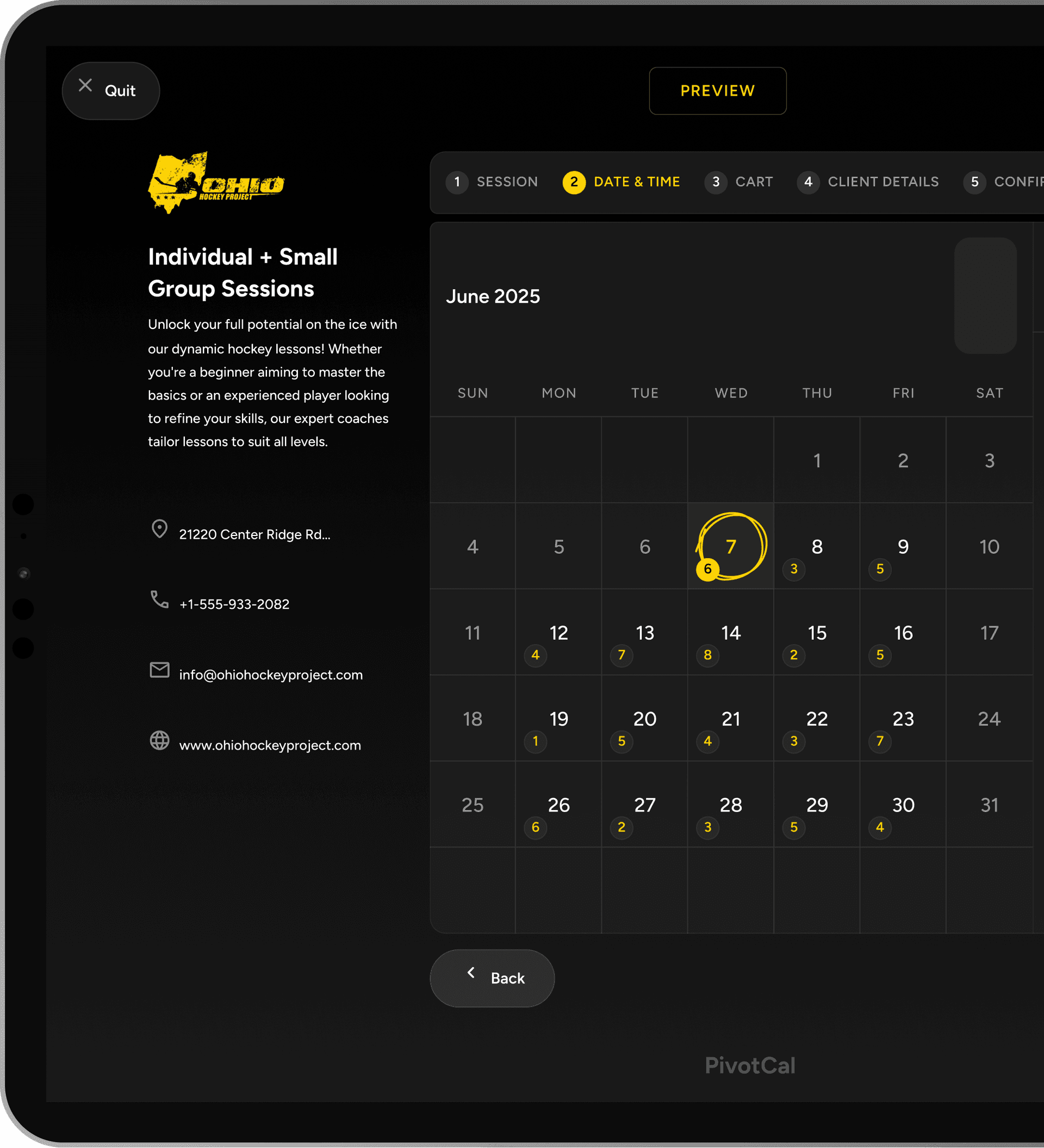 Badger booking platform preview
